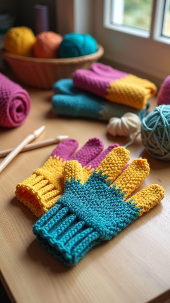 colorful block style gloves