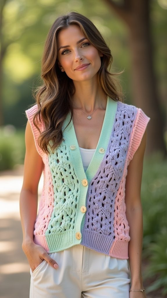 colorful blocked vest design