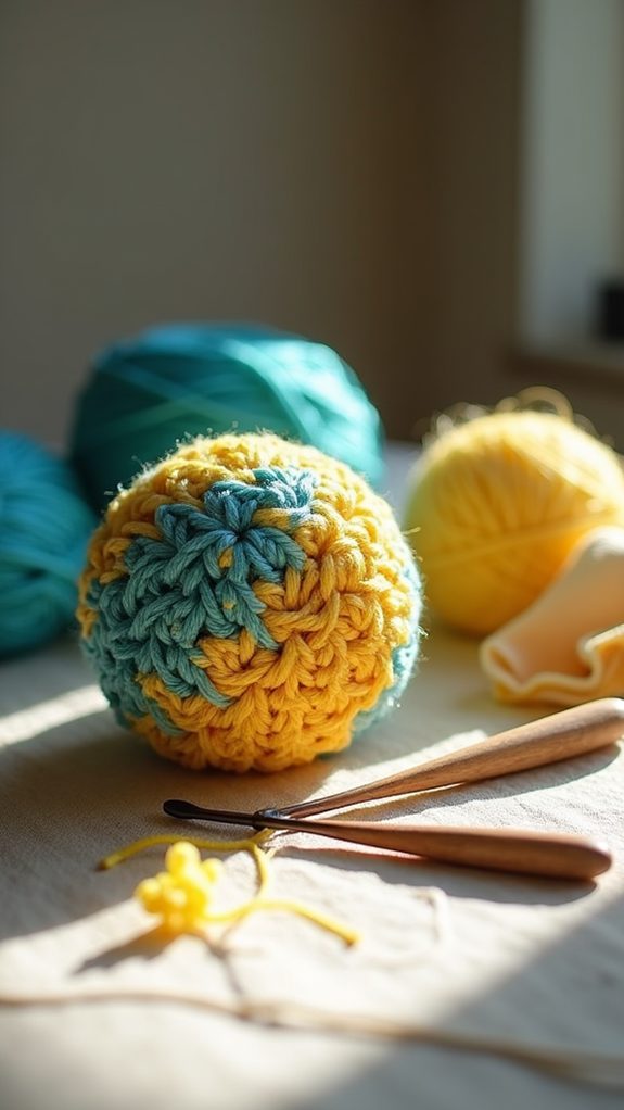 colorful craft yarn sphere
