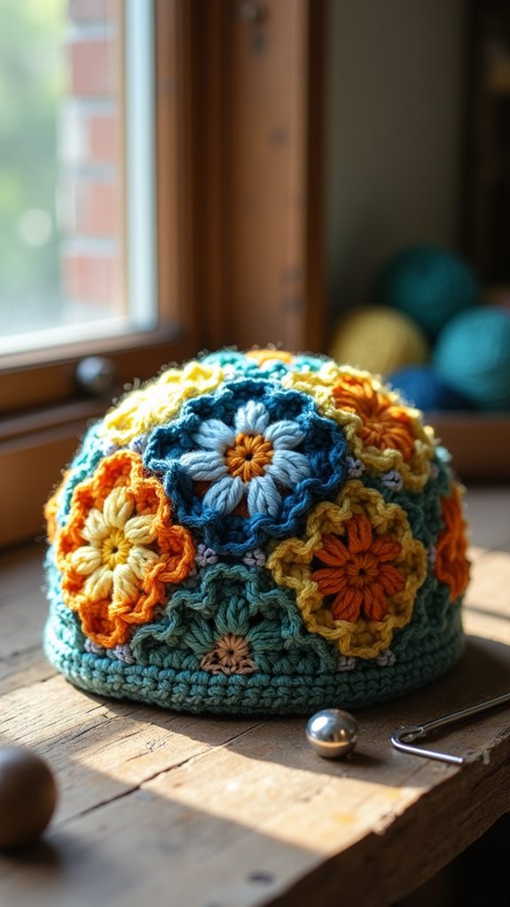colorful crochet beanie design