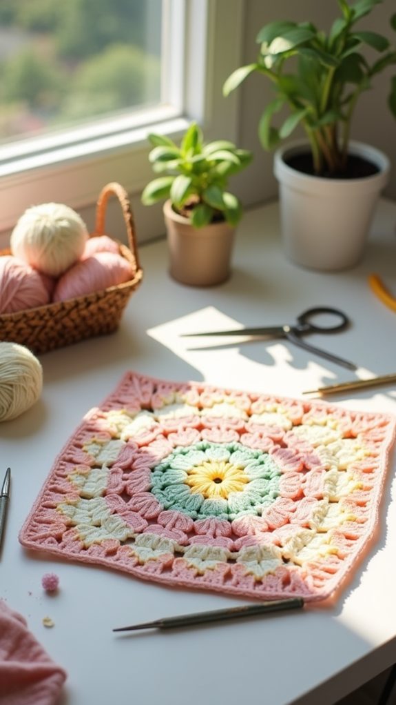 colorful crochet blanket motif