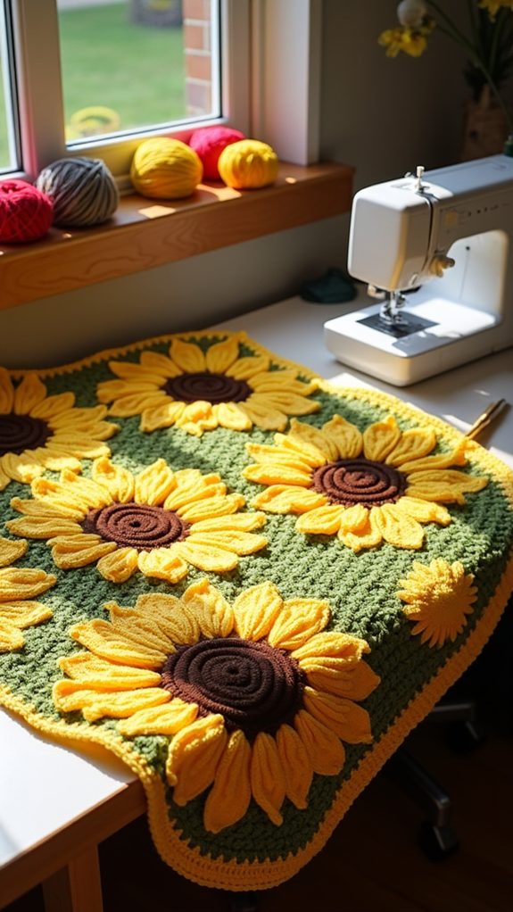 colorful crochet flower blanket