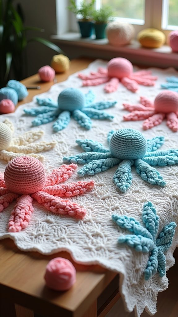 colorful crochet jellyfish design