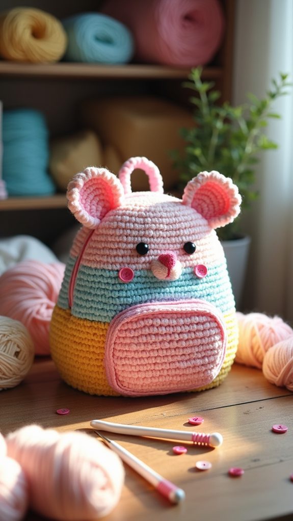 colorful crochet kids backpack