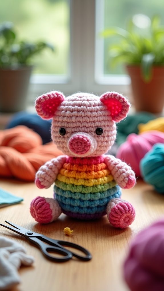 colorful crochet pig toy