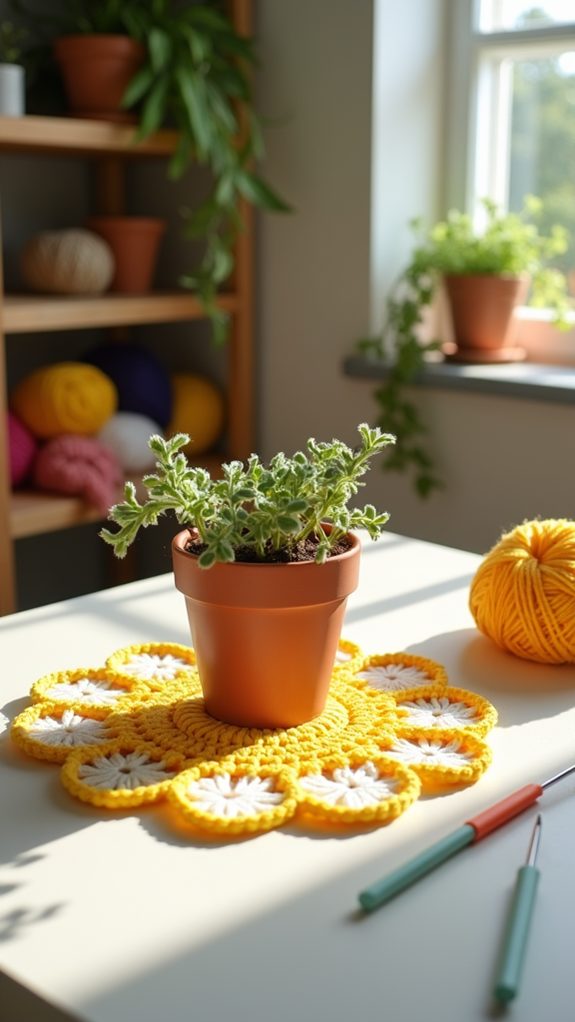 colorful crochet pot holder