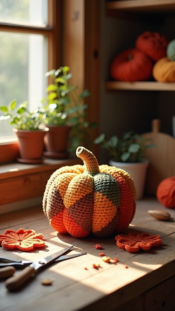 colorful crochet pumpkin decoration