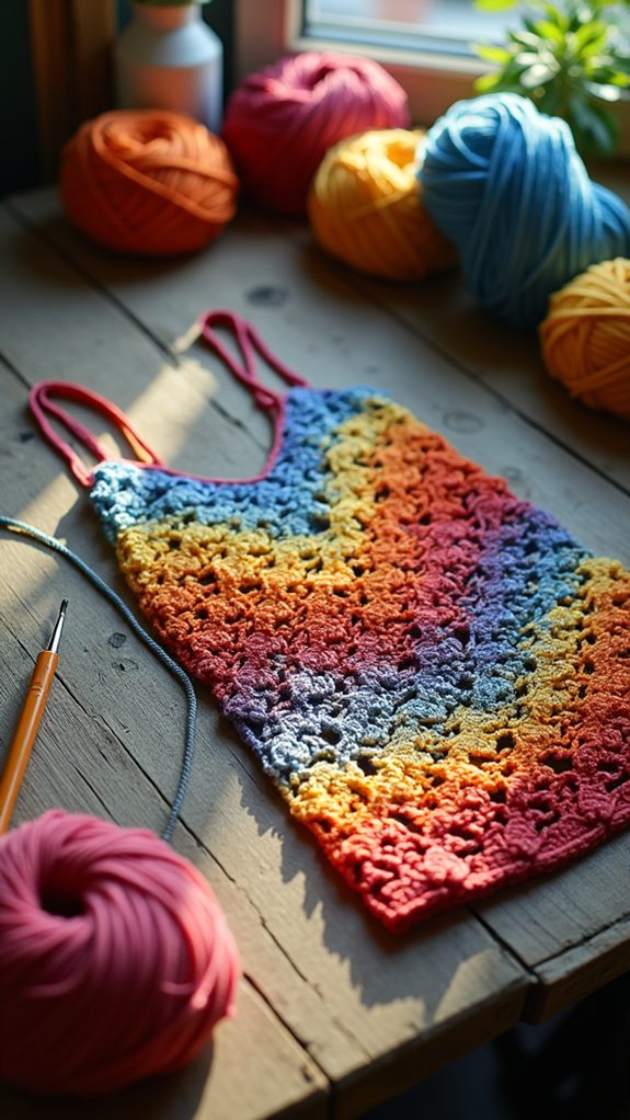 colorful crochet textile artwork