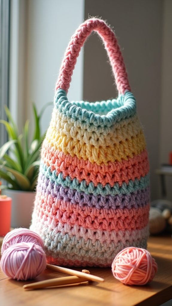 colorful crochet tote bag