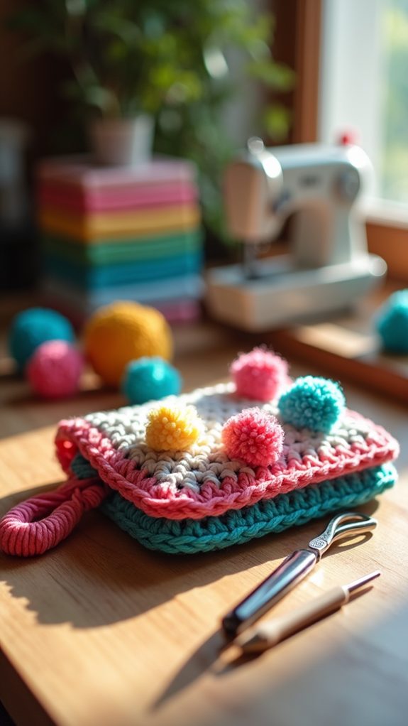 colorful crochet wallet design