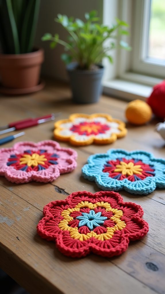 colorful floral coaster collection