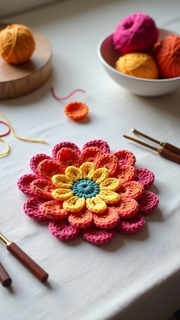 colorful floral crochet design