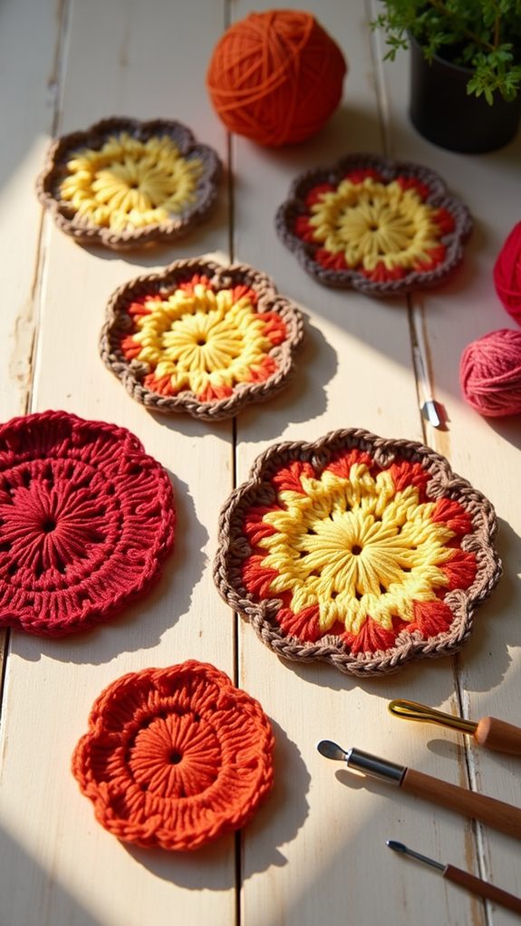 colorful fungal drink coasters