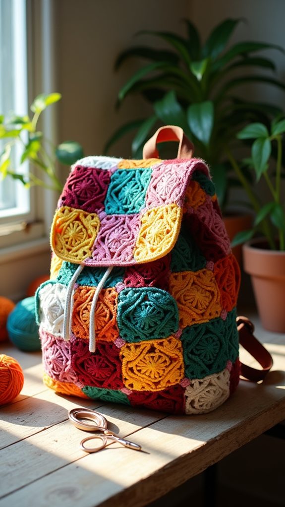 colorful handmade crochet bag