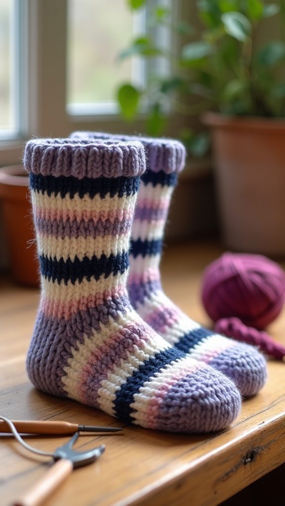colorful knitted footwear design
