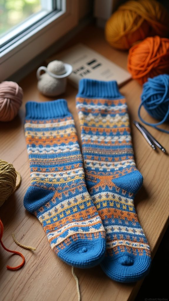 colorful knitted patterned socks