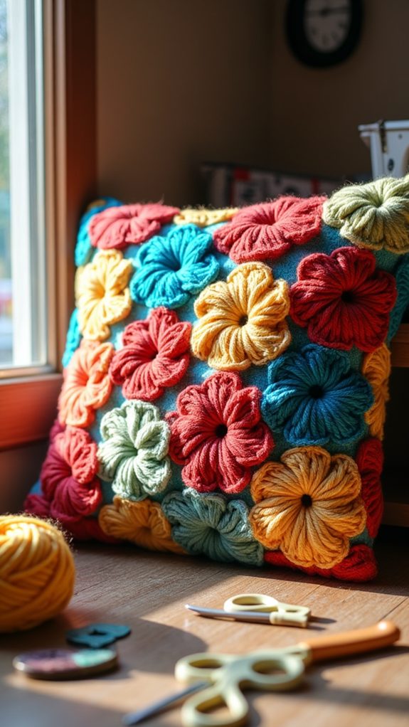 colorful mixed fabric cushion