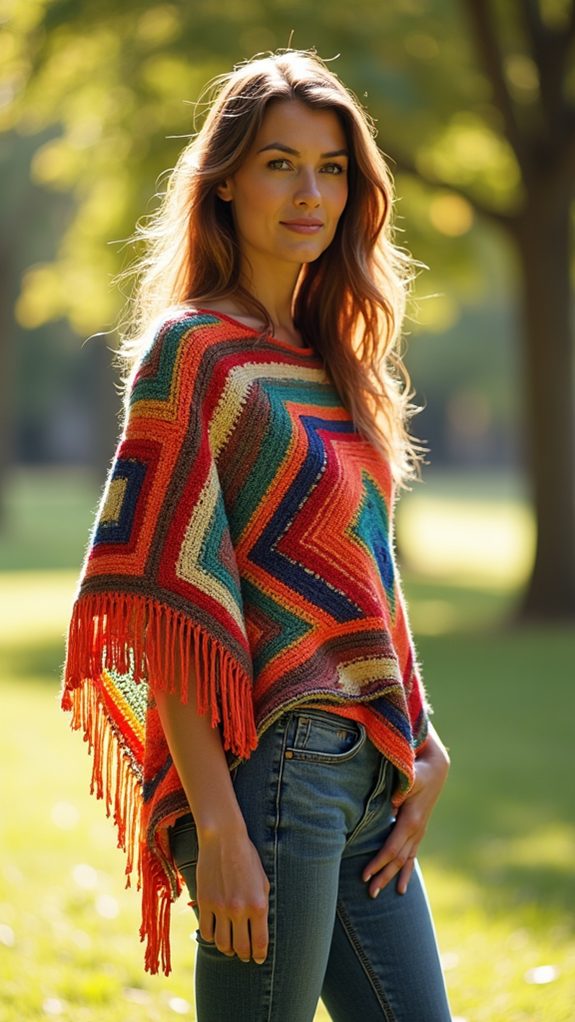 colorful patterned poncho design