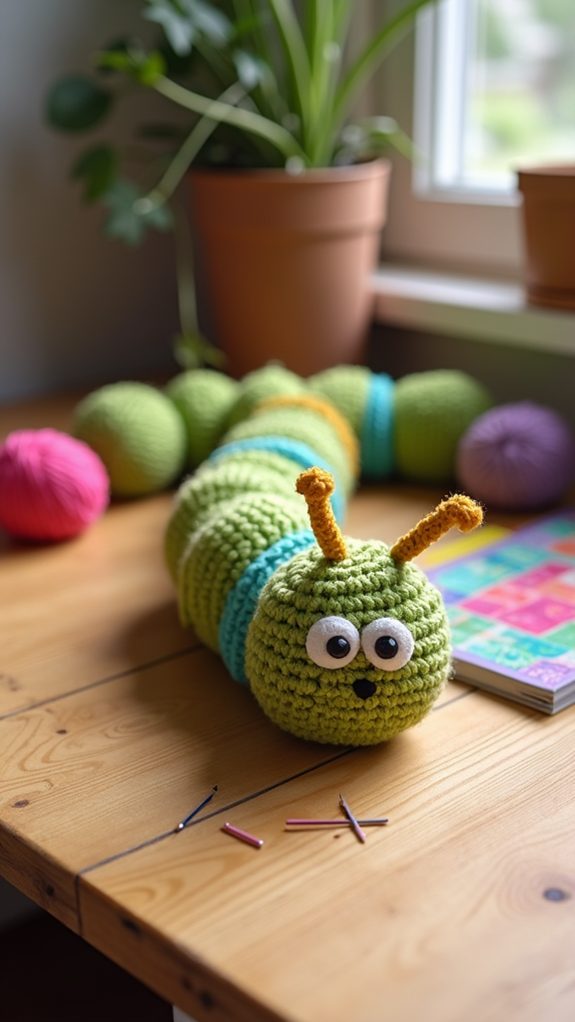 colorful yarn caterpillar project