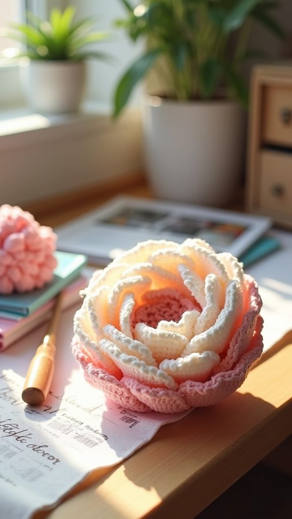 colorful yarn flower creation