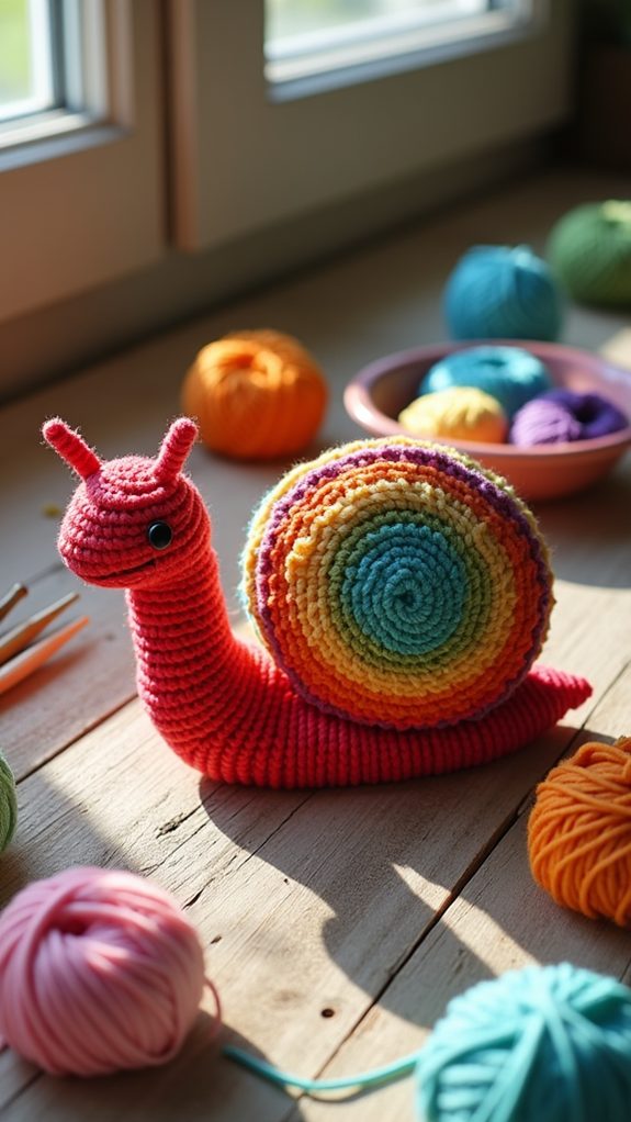 colorful yarn snail creation