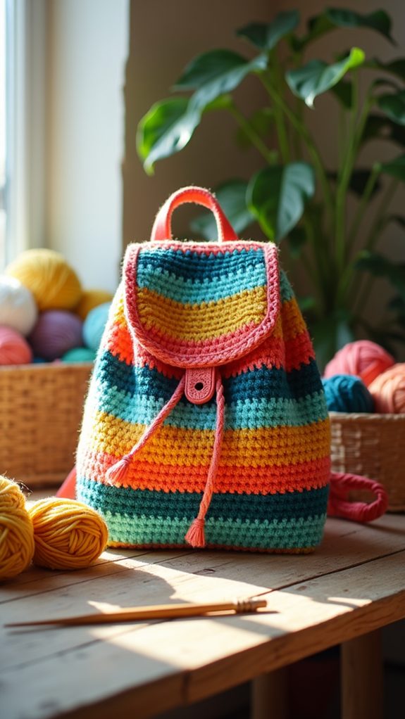 colorful yarn woven bag