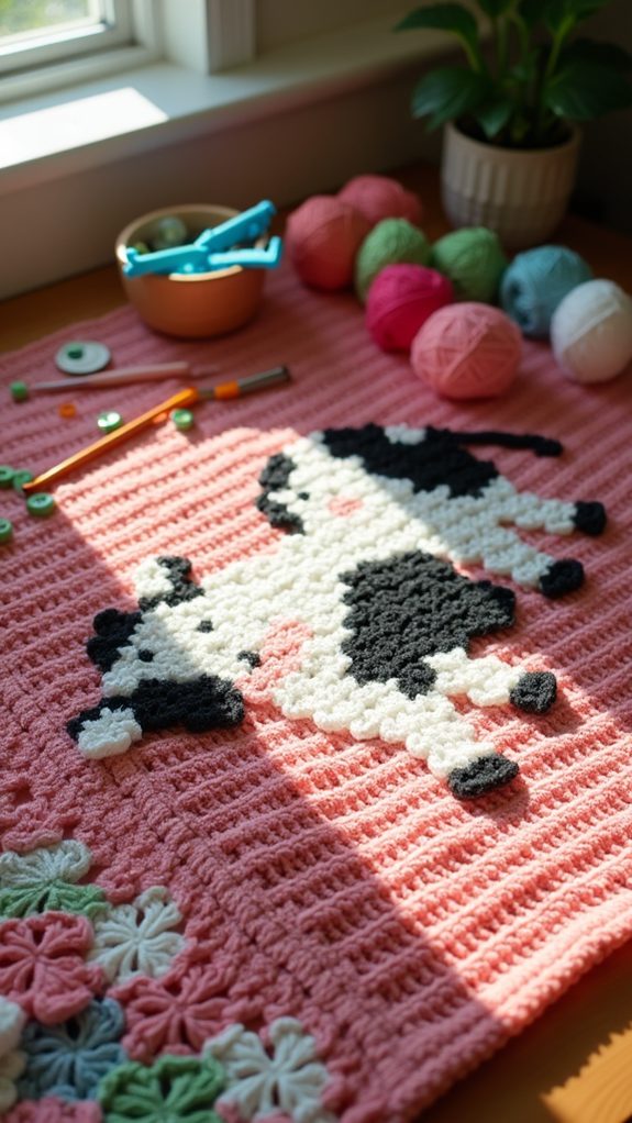 cow print crochet blanket