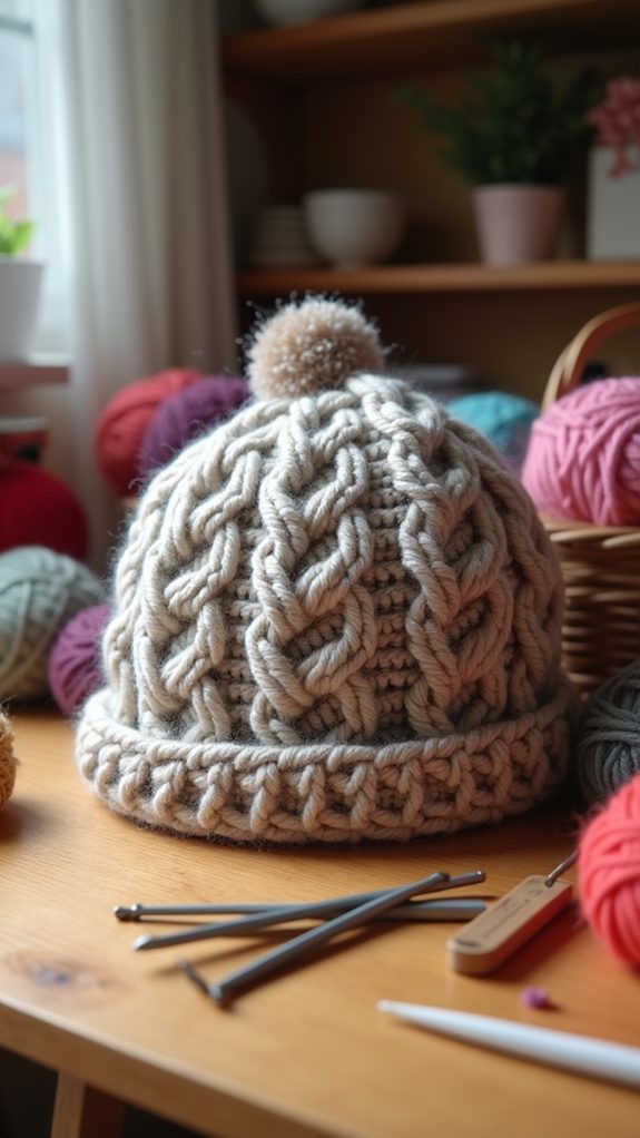 cozy cable knit beanie