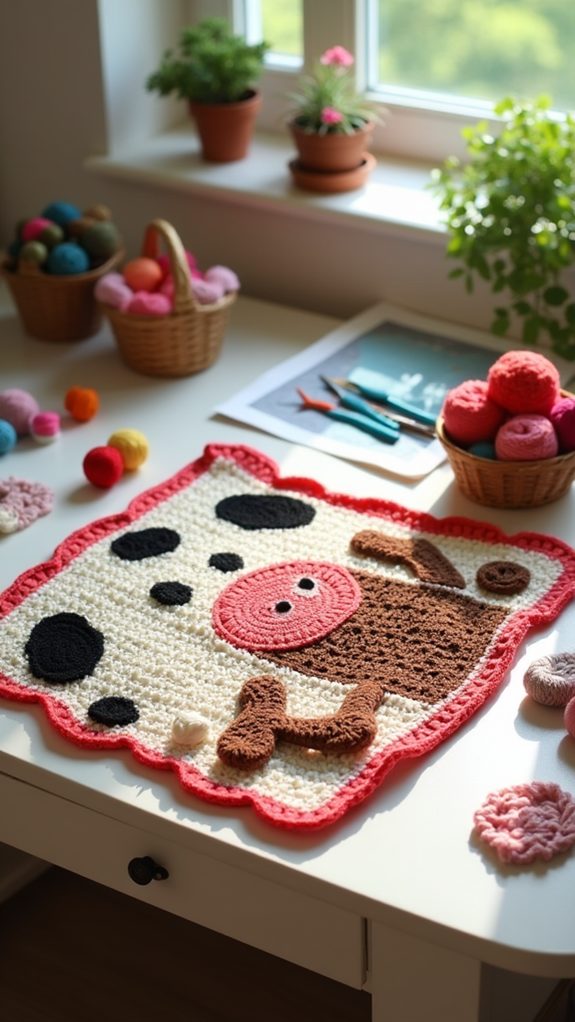 cozy crochet cow blanket