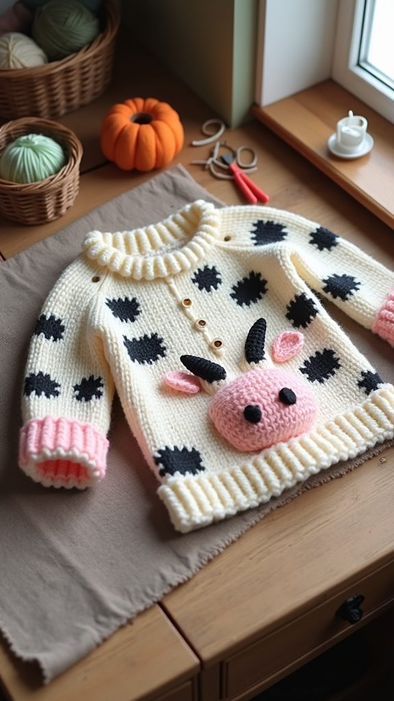 cozy crochet cow sweater