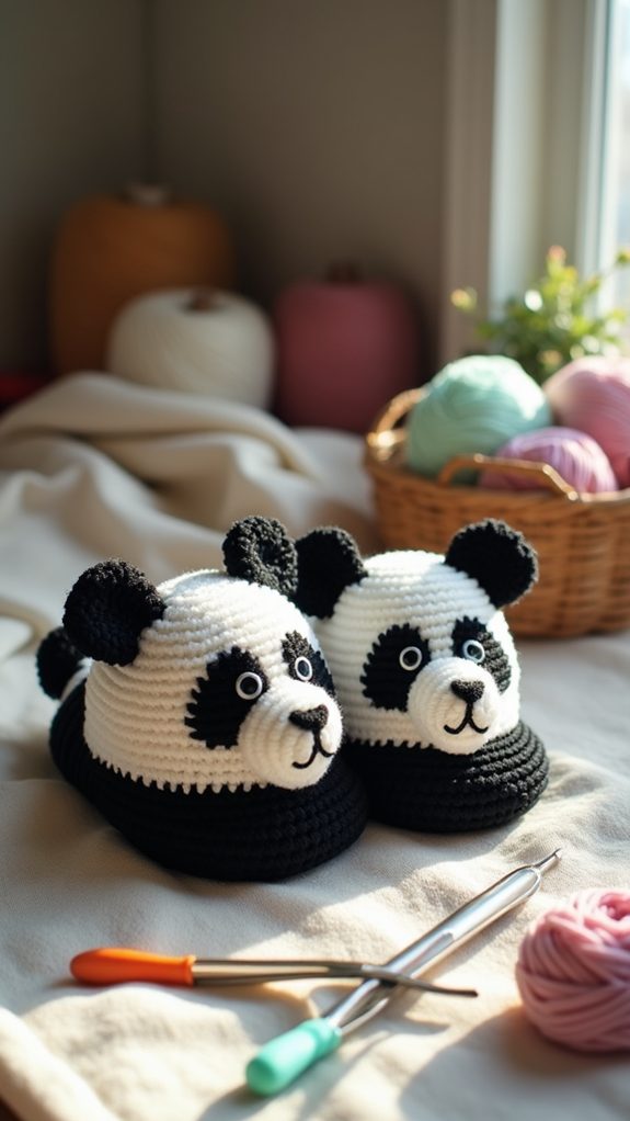 cozy crochet panda footwear