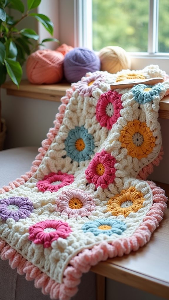 cozy floral stitch blanket