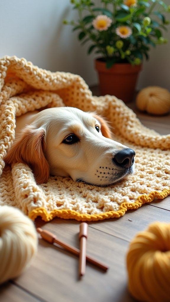 cozy golden retriever throw