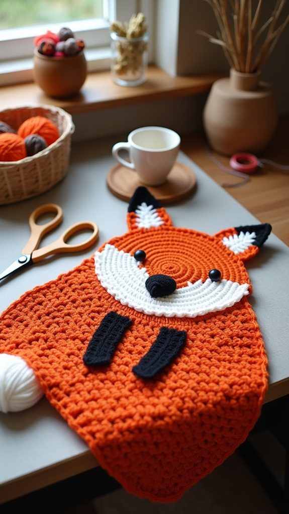 cozy handmade fox blanket