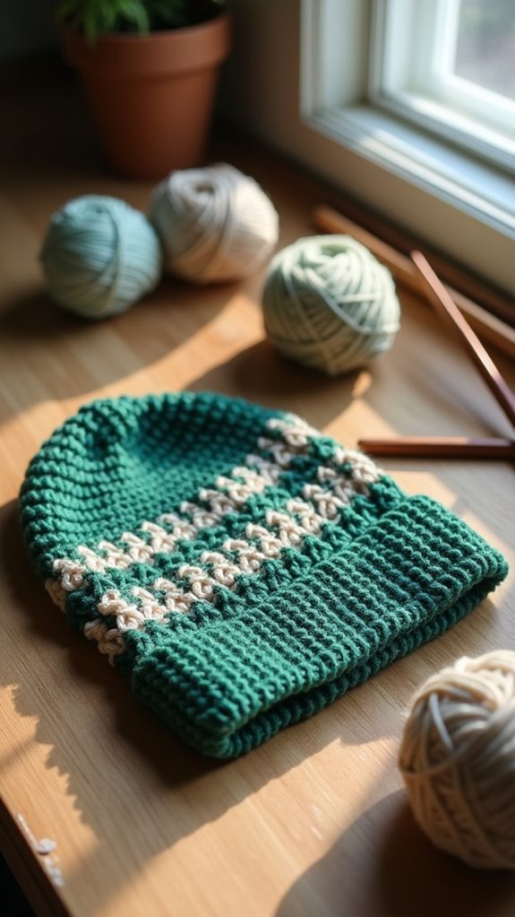 cozy knitted moss beanie