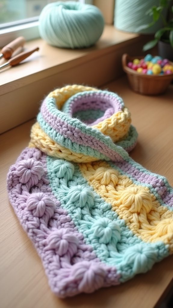 cozy knitted puff scarf