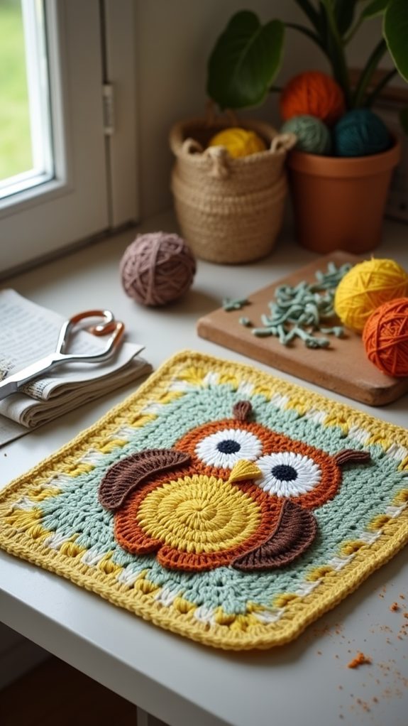 cozy owl themed blanket square