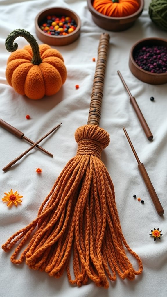 crafty crochet witch broomstick