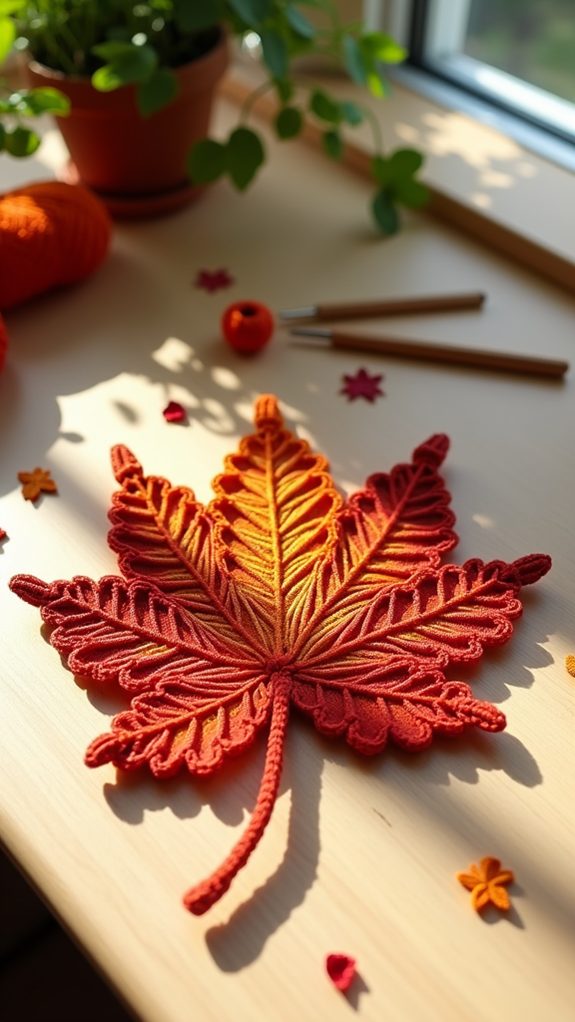 crochet autumn leaf design