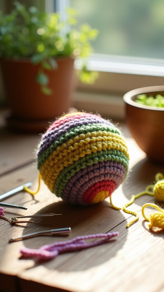 crochet ball with catnip