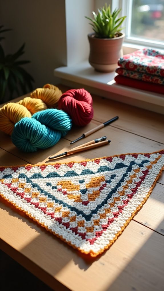 crochet bandana with geometry