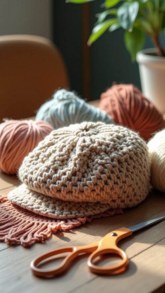 crochet beret with fringe