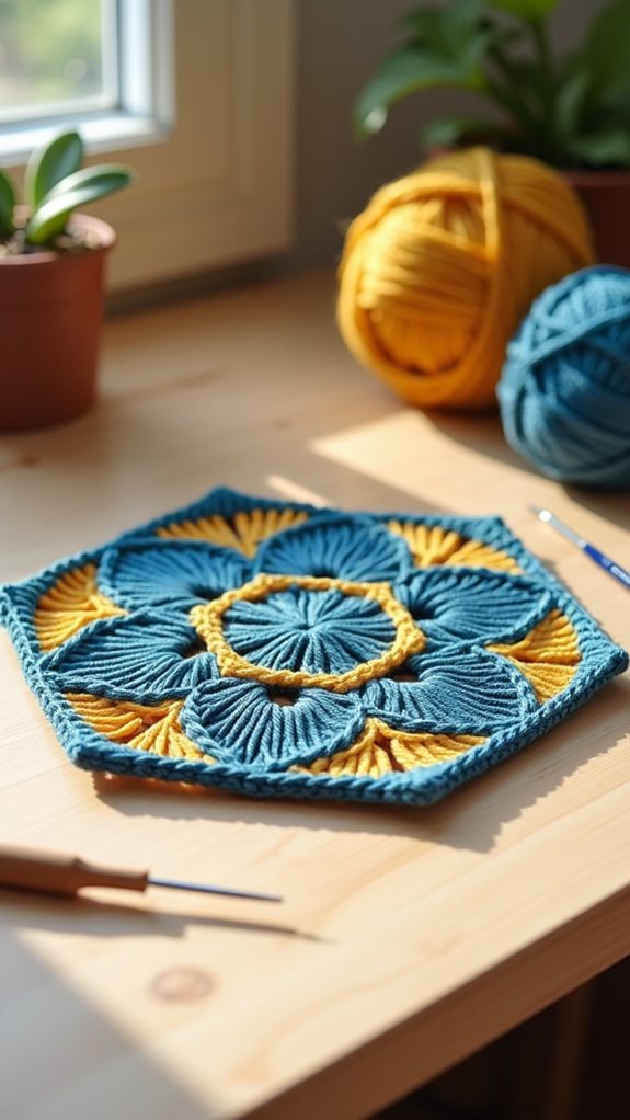 crochet coaster geometric design