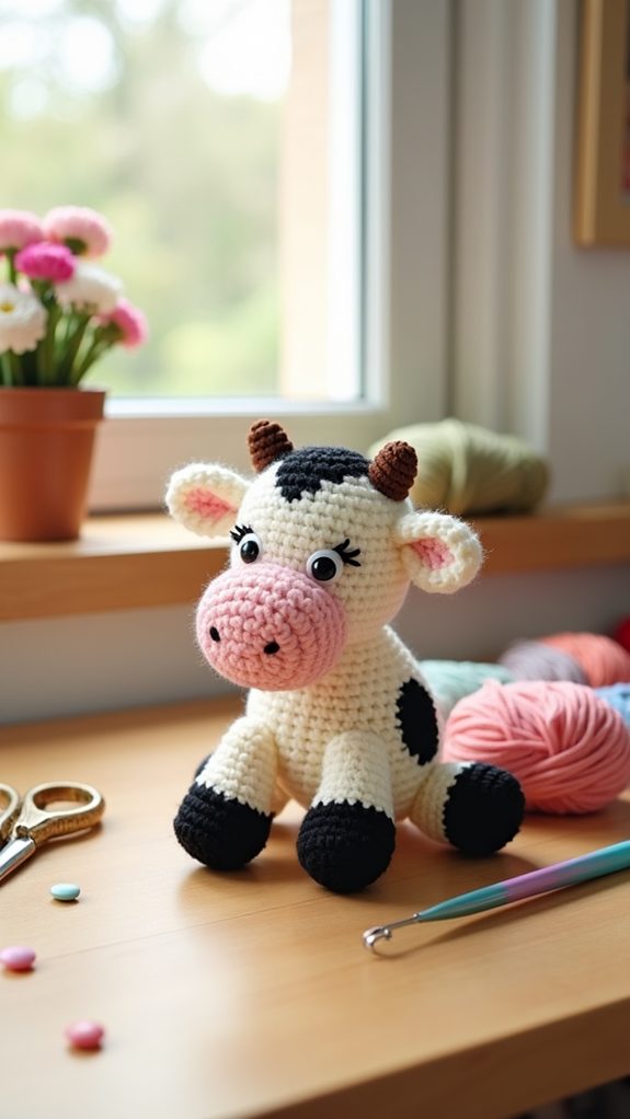 crochet cow amigurumi toy