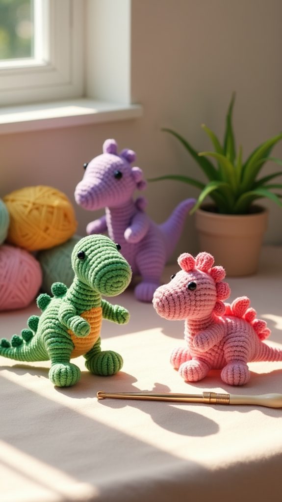 crochet dinosaur family set