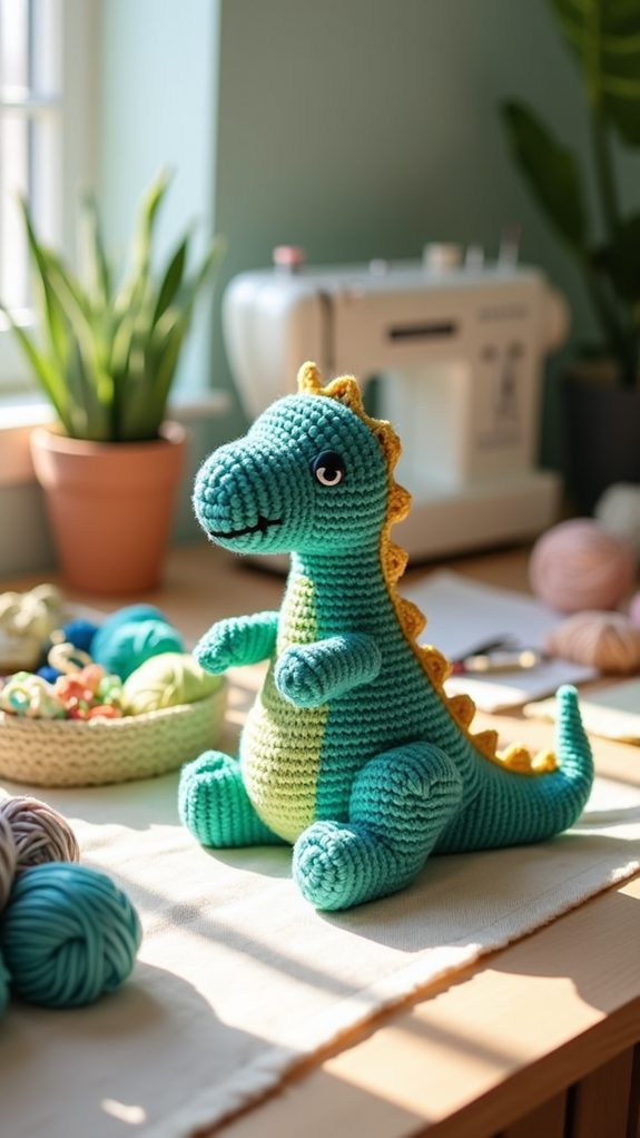 crochet dinosaur patch design