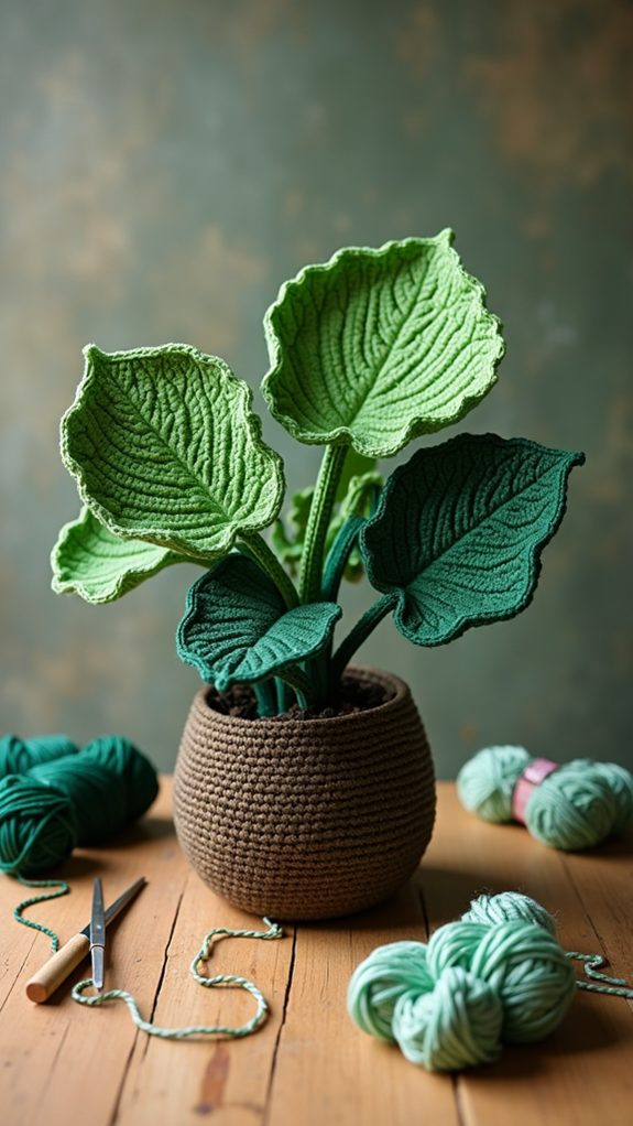 crochet fiddle leaf plant