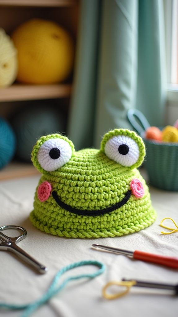 crochet frog hat design