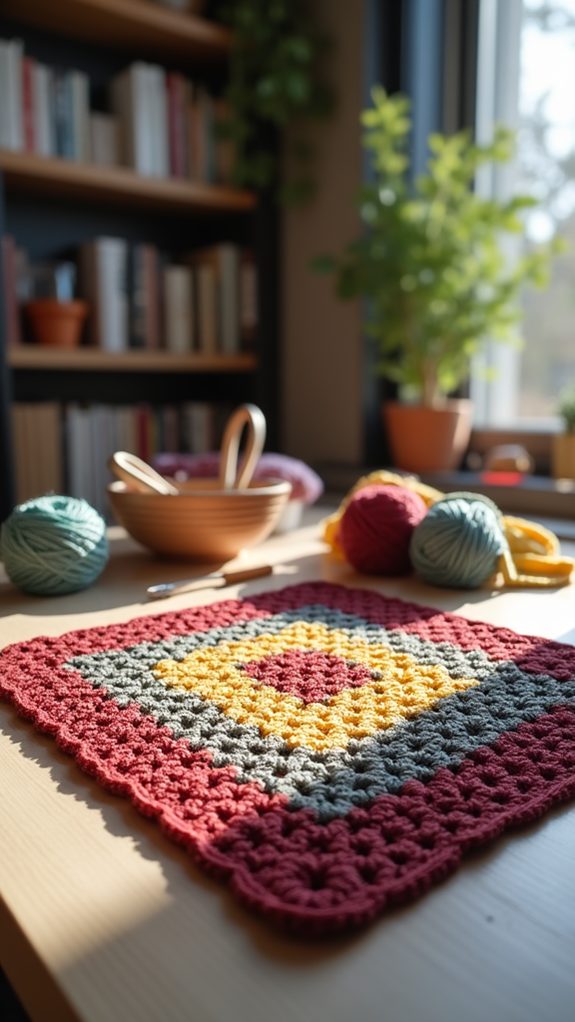 crochet granny square dishcloth