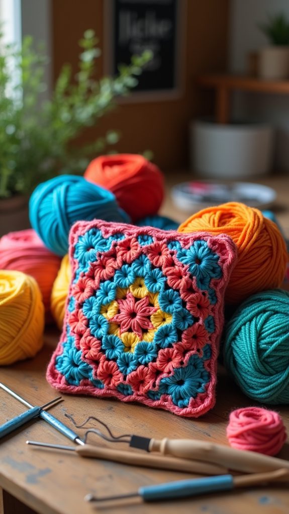 crochet granny square wallet